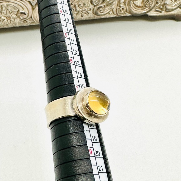 🔥 Vintage Modernist Citrine Silver Ring - Picture 3 of 17